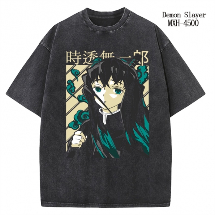 Demon Slayer Kimets Anime peripheral pure cotton washed and worn T-shirt from S to 2XL