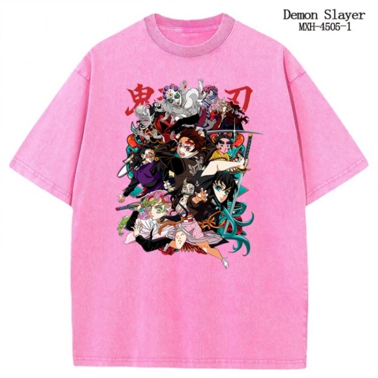 Demon Slayer Kimets Anime peripheral pure cotton washed and worn T-shirt from S to 2XL