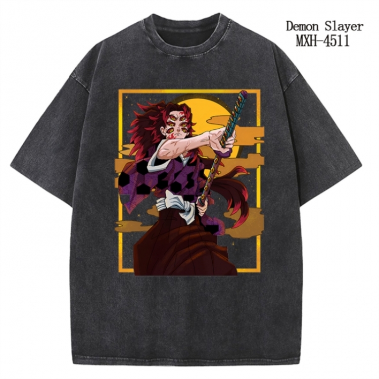 Demon Slayer Kimets Anime peripheral pure cotton washed and worn T-shirt from S to 2XL