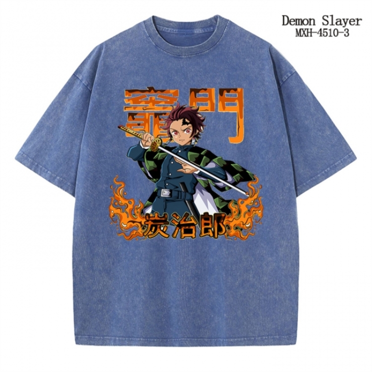 Demon Slayer Kimets Anime peripheral pure cotton washed and worn T-shirt from S to 2XL