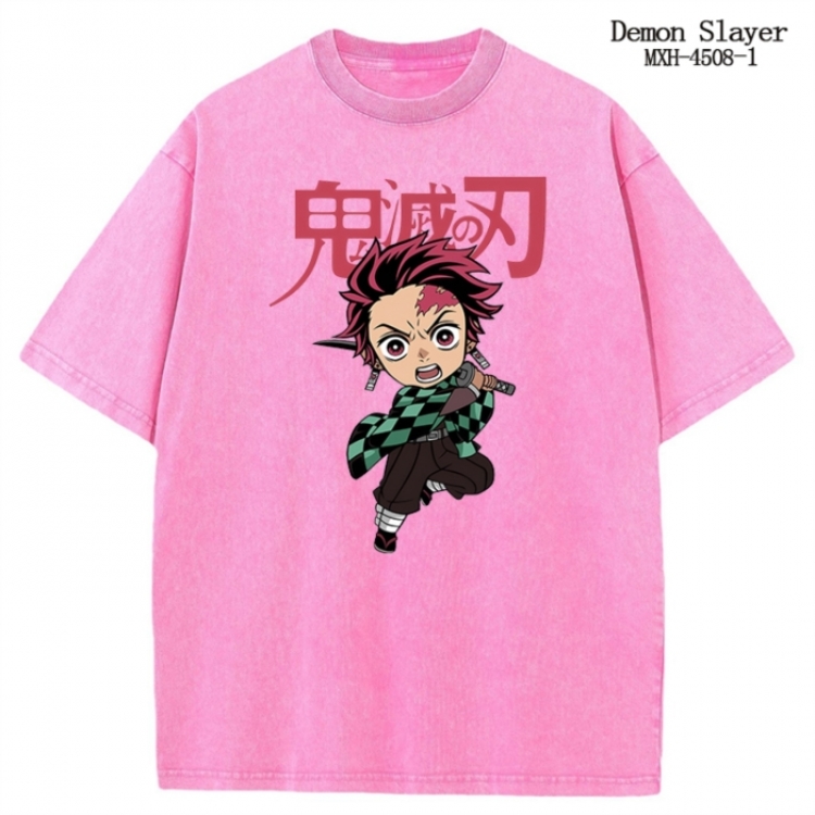 Demon Slayer Kimets Anime peripheral pure cotton washed and worn T-shirt from S to 2XL