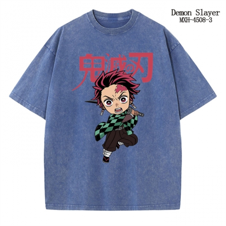 Demon Slayer Kimets Anime peripheral pure cotton washed and worn T-shirt from S to 2XL