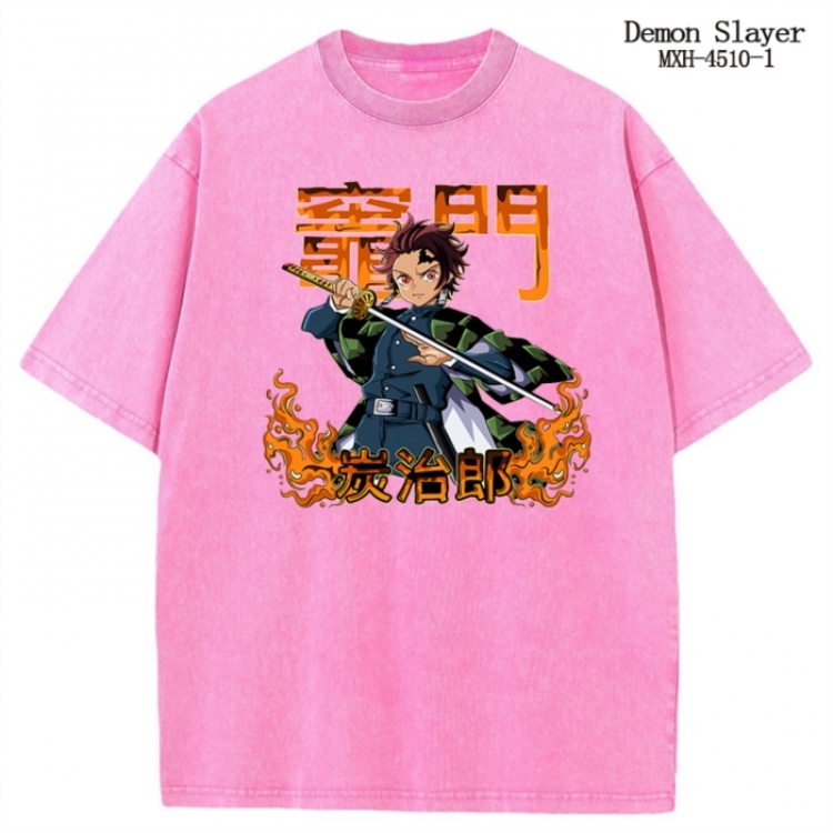 Demon Slayer Kimets Anime peripheral pure cotton washed and worn T-shirt from S to 2XL