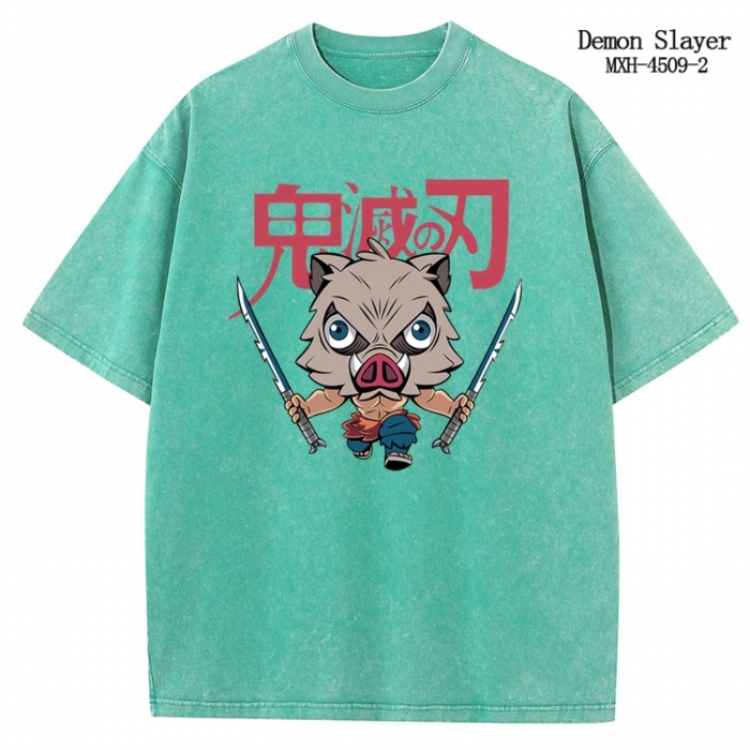 Demon Slayer Kimets Anime peripheral pure cotton washed and worn T-shirt from S to 2XL