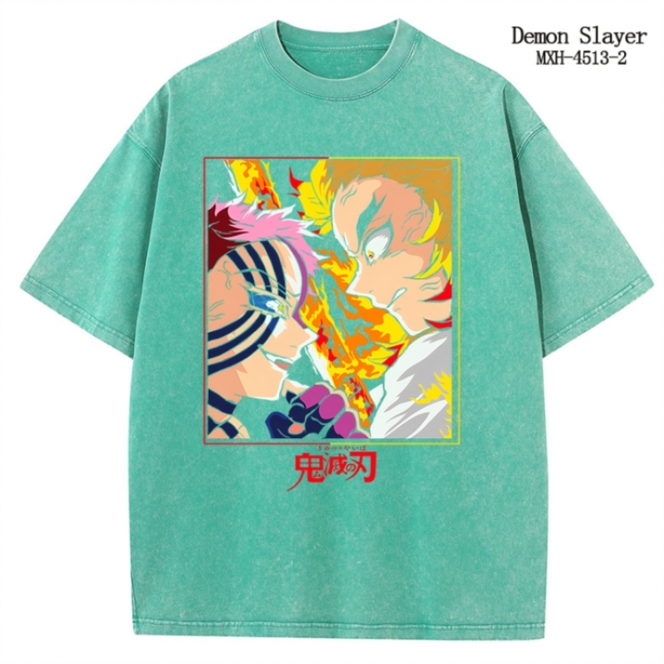 Demon Slayer Kimets Anime peripheral pure cotton washed and worn T-shirt from S to 2XL