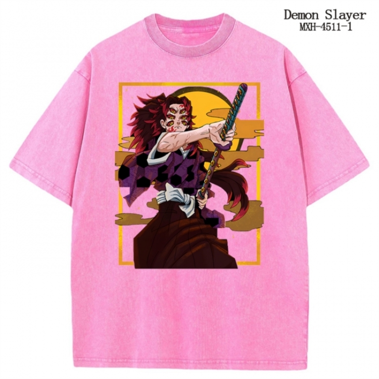 Demon Slayer Kimets Anime peripheral pure cotton washed and worn T-shirt from S to 2XL