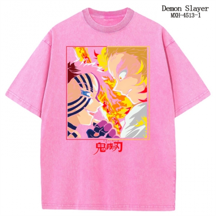 Demon Slayer Kimets Anime peripheral pure cotton washed and worn T-shirt from S to 2XL