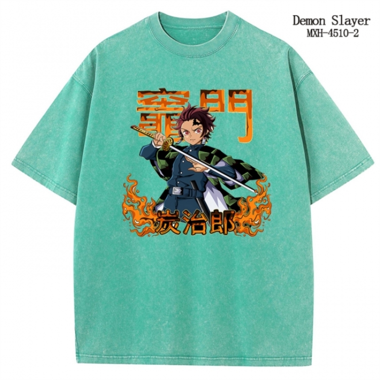 Demon Slayer Kimets Anime peripheral pure cotton washed and worn T-shirt from S to 2XL