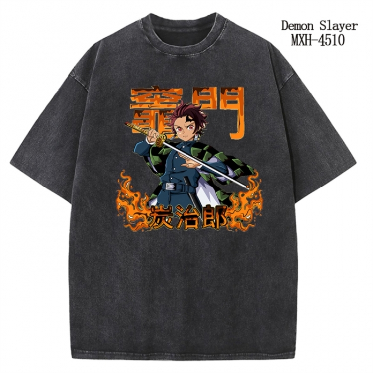 Demon Slayer Kimets Anime peripheral pure cotton washed and worn T-shirt from S to 2XL