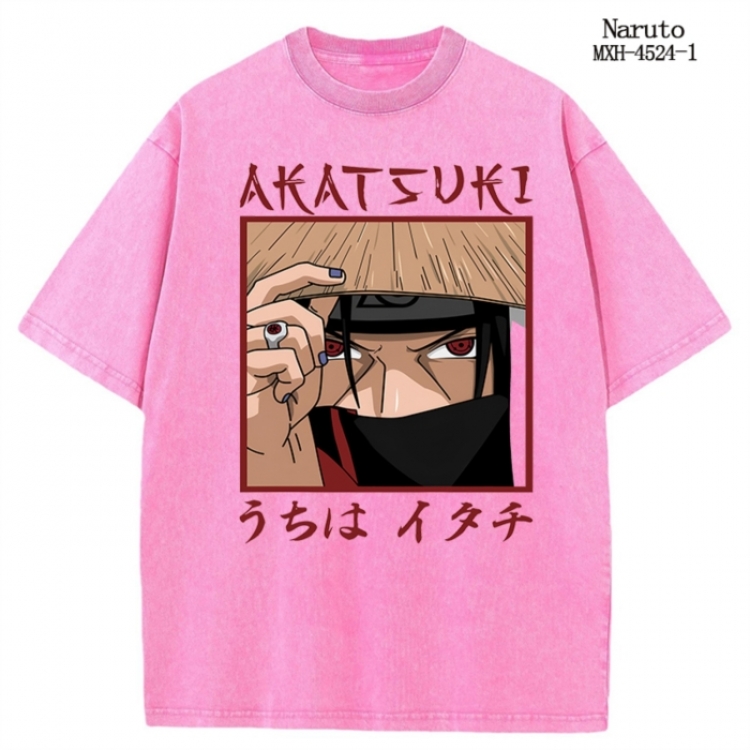 Naruto Anime peripheral pure cotton washed and worn T-shirt from S to 2XL