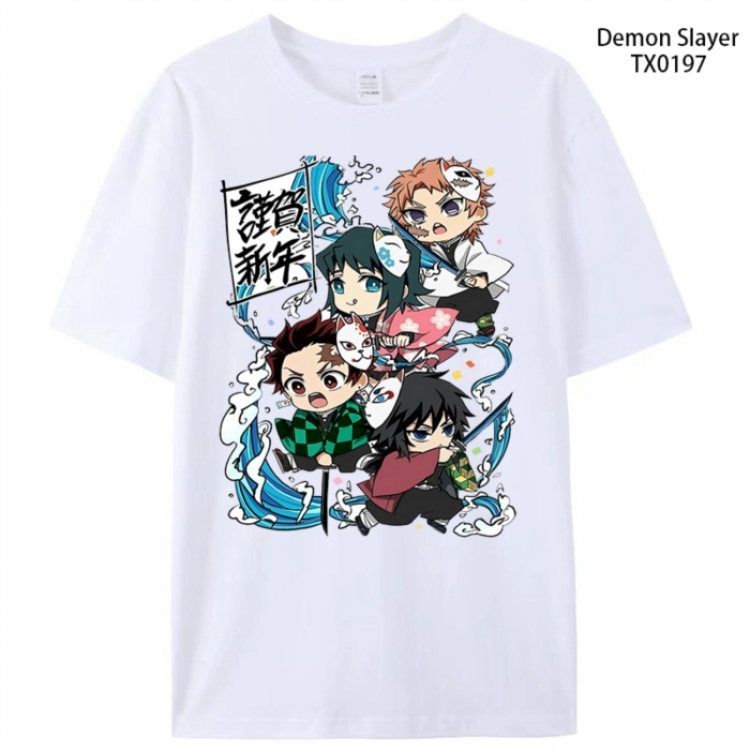 Demon Slayer Kimets Anime peripheral printed pure cotton T-shirt from S to 4XL