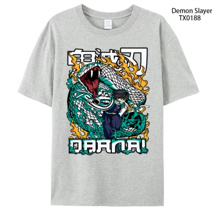 Demon Slayer Kimets Anime peripheral printed pure cotton T-shirt from S to 4XL