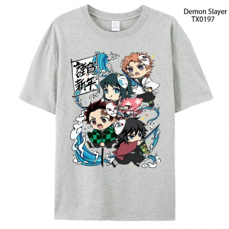 Demon Slayer Kimets Anime peripheral printed pure cotton T-shirt from S to 4XL