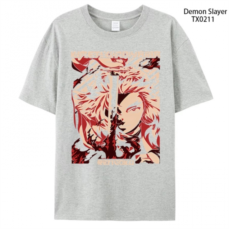 Demon Slayer Kimets Anime peripheral printed pure cotton T-shirt from S to 4XL