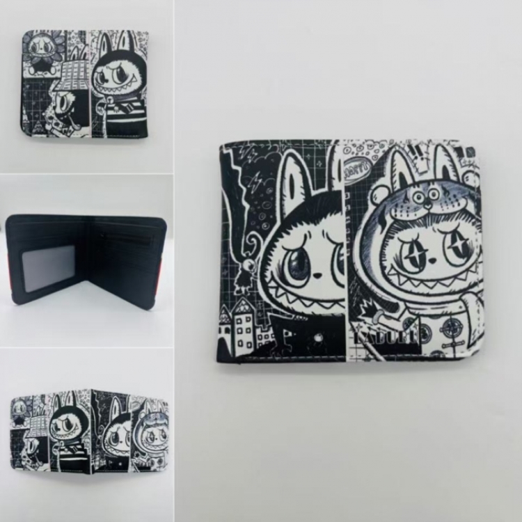 LABUBU Full color Two fold short card case wallet 11X9.5CM  