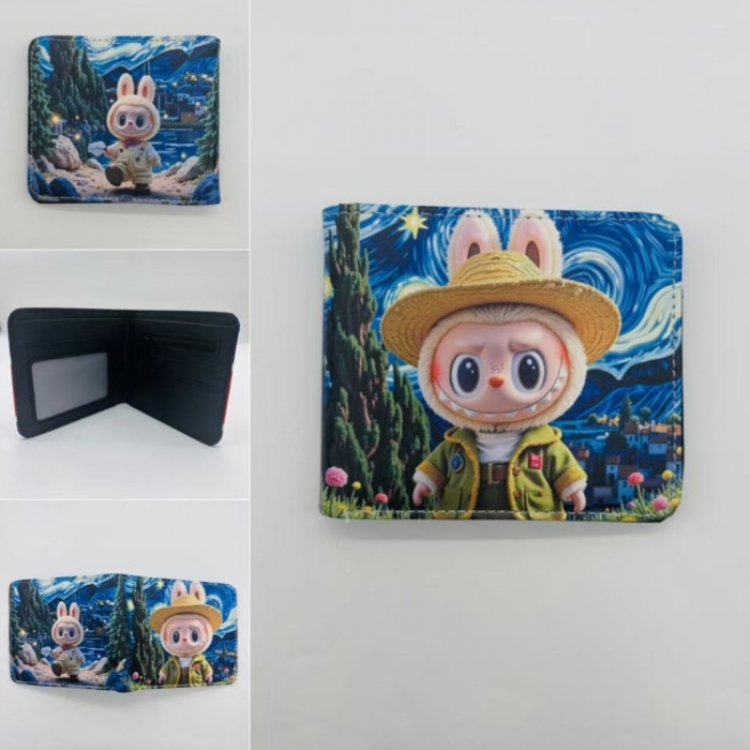 LABUBU Full color Two fold short card case wallet 11X9.5CM  