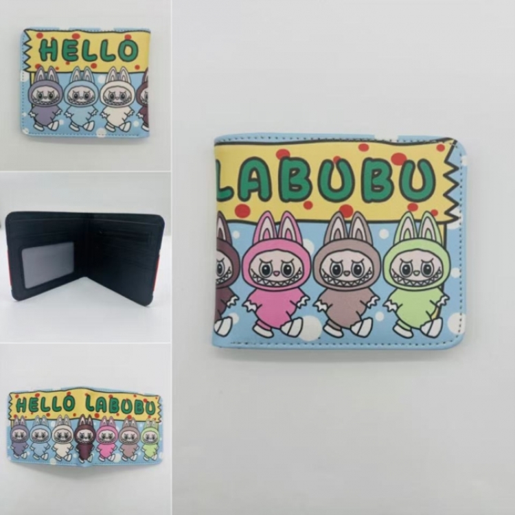 LABUBU Full color Two fold short card case wallet 11X9.5CM  