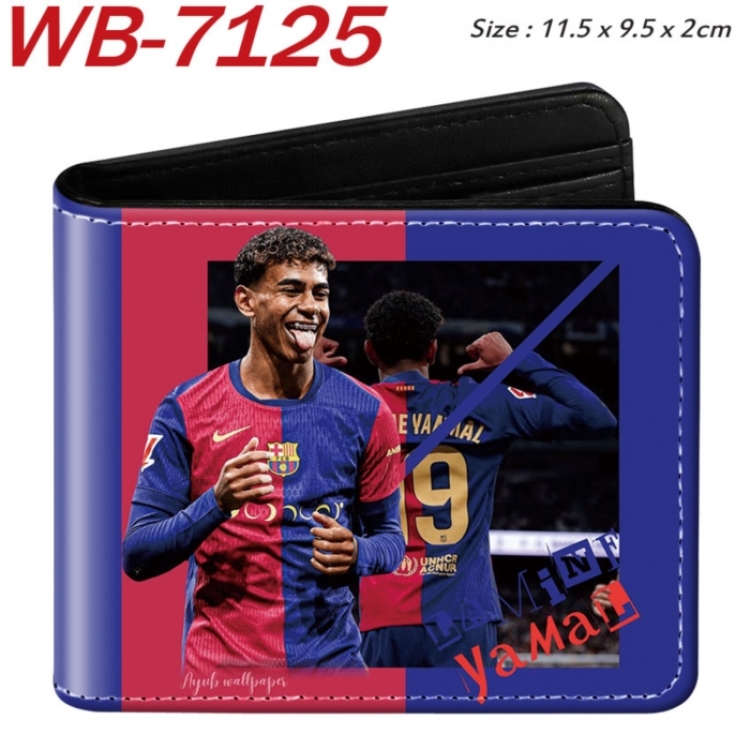 Football star Animation color PU leather half fold wallet 11.5X9X2CM