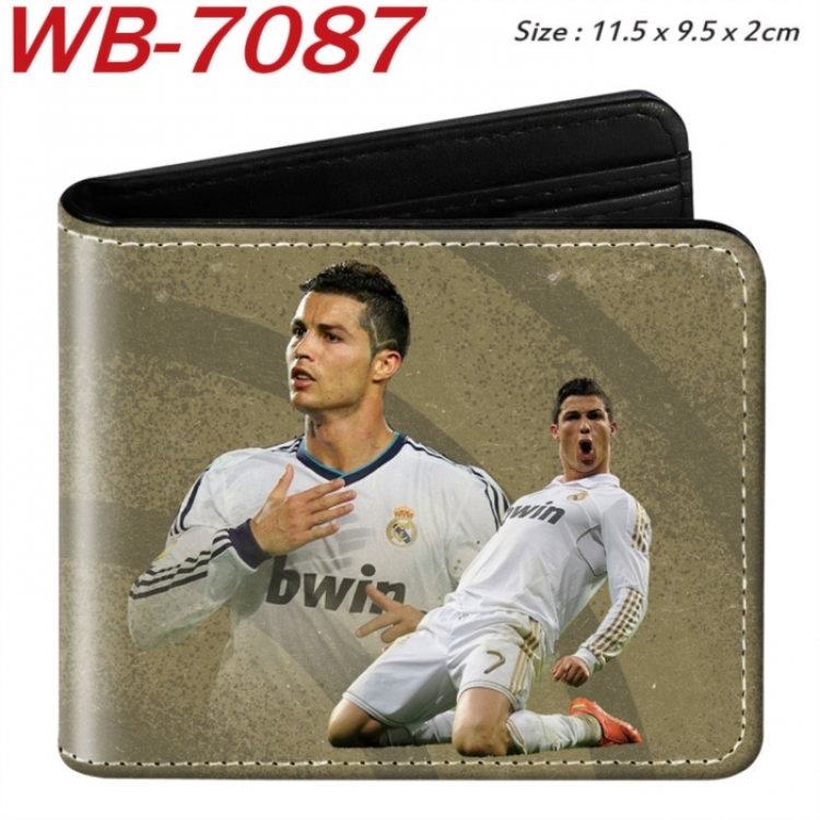 Football star Animation color PU leather half fold wallet 11.5X9X2CM