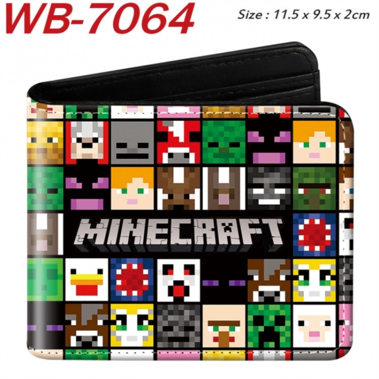Minecraft Animation color PU leather half fold wallet 11.5X9X2CM