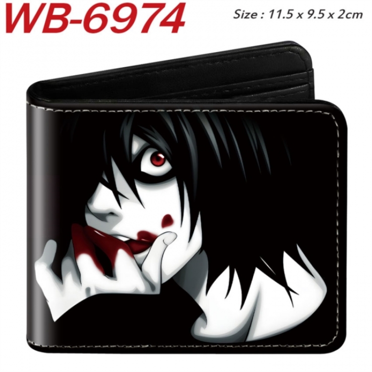 Death note Animation color PU leather half fold wallet 11.5X9X2CM