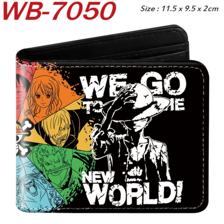 One Piece Animation color PU leather half fold wallet 11.5X9X2CM