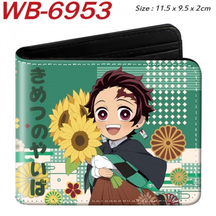 Demon Slayer Kimets Animation color PU leather half fold wallet 11.5X9X2CM