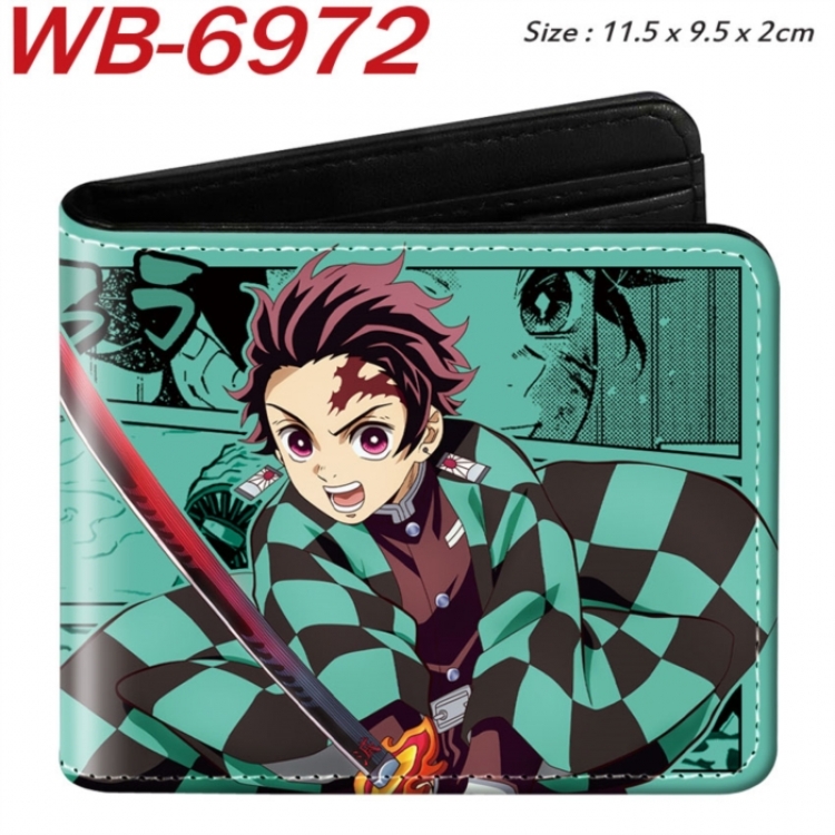 Demon Slayer Kimets Animation color PU leather half fold wallet 11.5X9X2CM