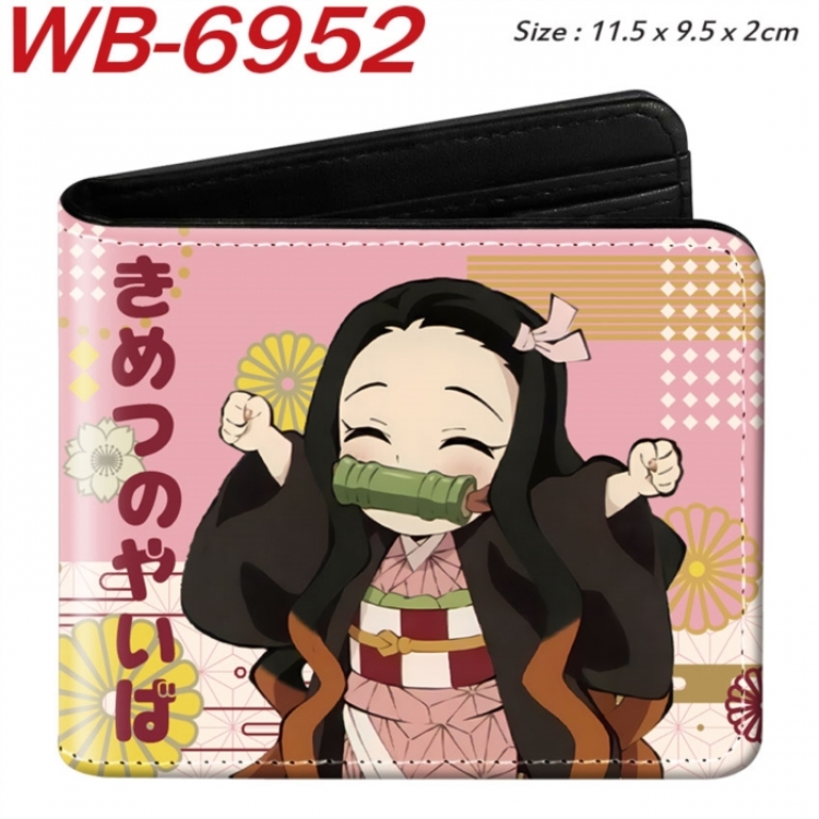 Demon Slayer Kimets Animation color PU leather half fold wallet 11.5X9X2CM