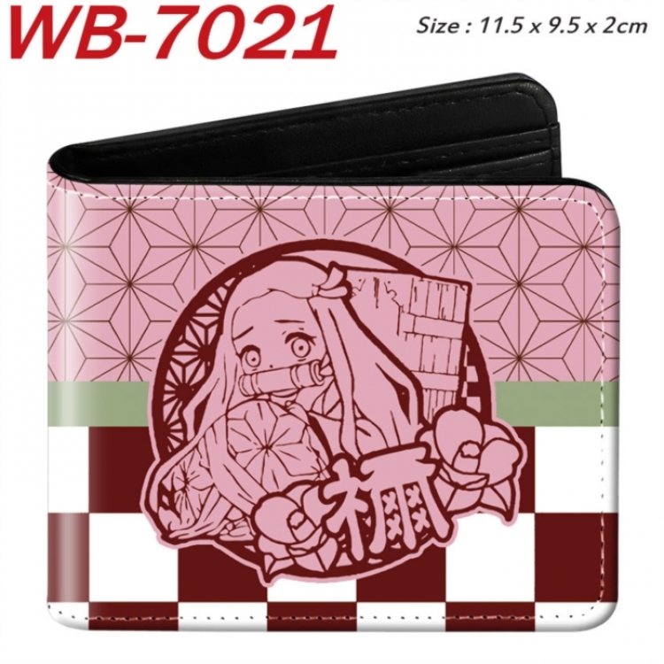 Demon Slayer Kimets Animation color PU leather half fold wallet 11.5X9X2CM