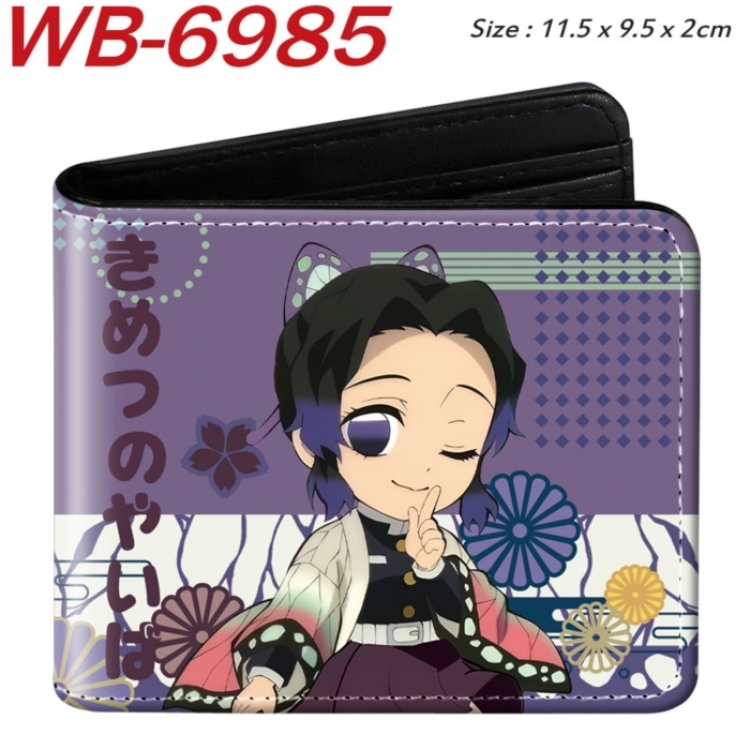 Demon Slayer Kimets Animation color PU leather half fold wallet 11.5X9X2CM