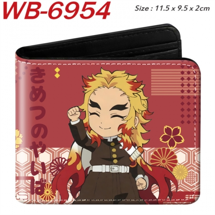 Demon Slayer Kimets Animation color PU leather half fold wallet 11.5X9X2CM