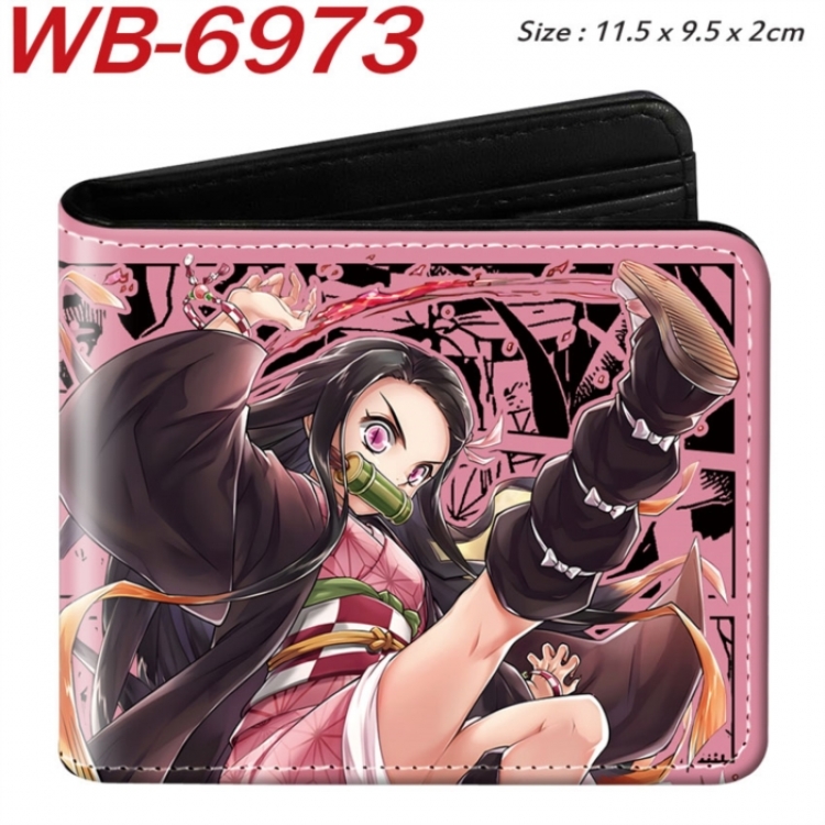 Demon Slayer Kimets Animation color PU leather half fold wallet 11.5X9X2CM