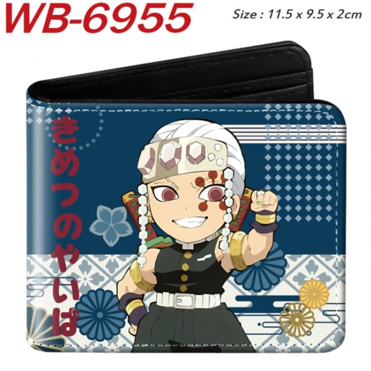 Demon Slayer Kimets Animation color PU leather half fold wallet 11.5X9X2CM