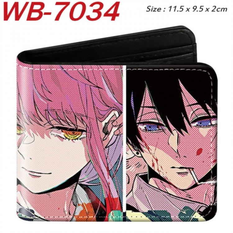 Chainsaw man Animation color PU leather half fold wallet 11.5X9X2CM