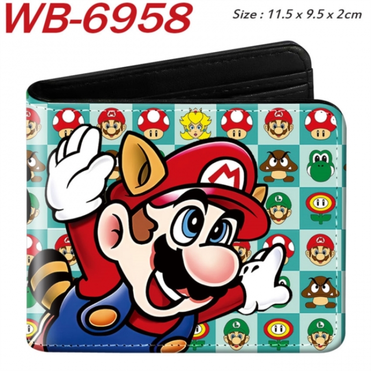 Super Mario Animation color PU leather half fold wallet 11.5X9X2CM