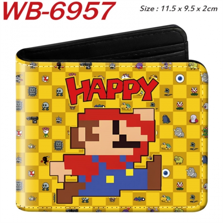 Super Mario Animation color PU leather half fold wallet 11.5X9X2CM