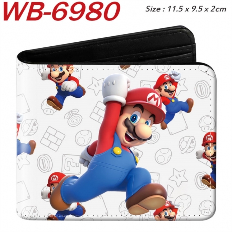 Super Mario Animation color PU leather half fold wallet 11.5X9X2CM