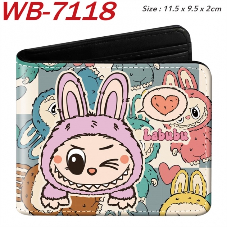 LABUBU Animation color PU leather half fold wallet 11.5X9X2CM