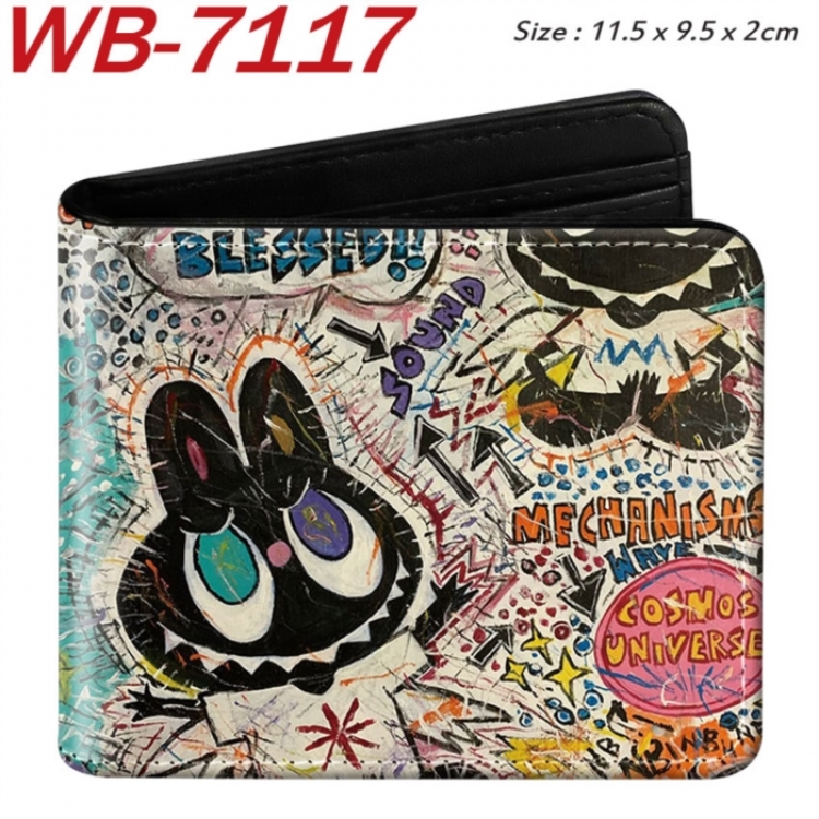 LABUBU Animation color PU leather half fold wallet 11.5X9X2CM