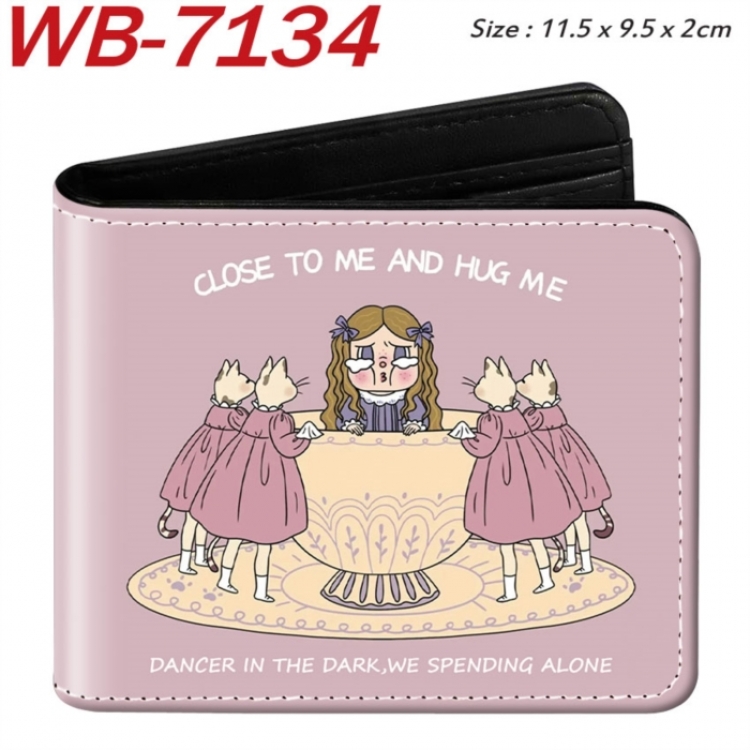 Cry Baby Animation color PU leather half fold wallet 11.5X9X2CM