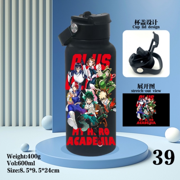 My Hero Academia Anime peripheral new drink portable thermos cup 600ML