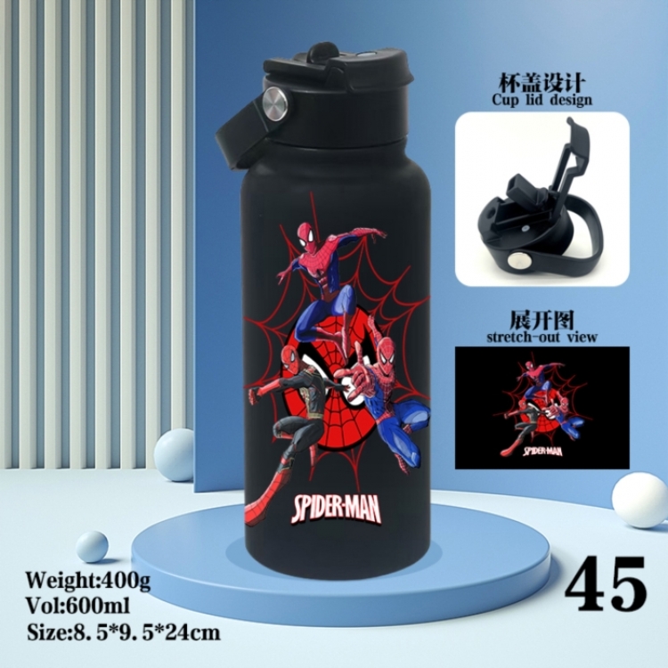 Spiderman Anime peripheral new drink portable thermos cup 600ML