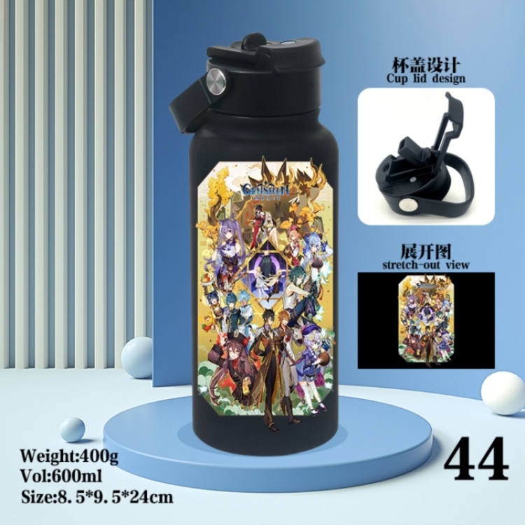 Genshin Impact Anime peripheral new drink portable thermos cup 600ML