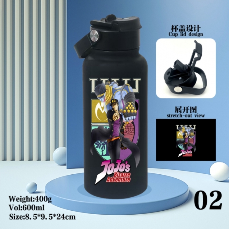 JoJos Bizarre Adventure Anime peripheral new drink portable thermos cup 600ML
