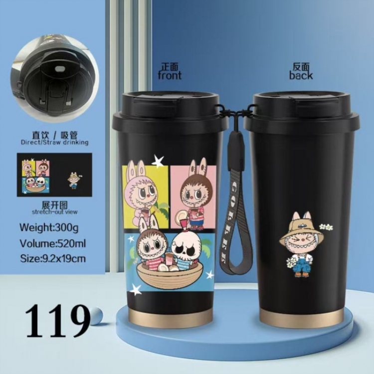 LABUBU Anime peripheral stainless steel coffee cup 520ML