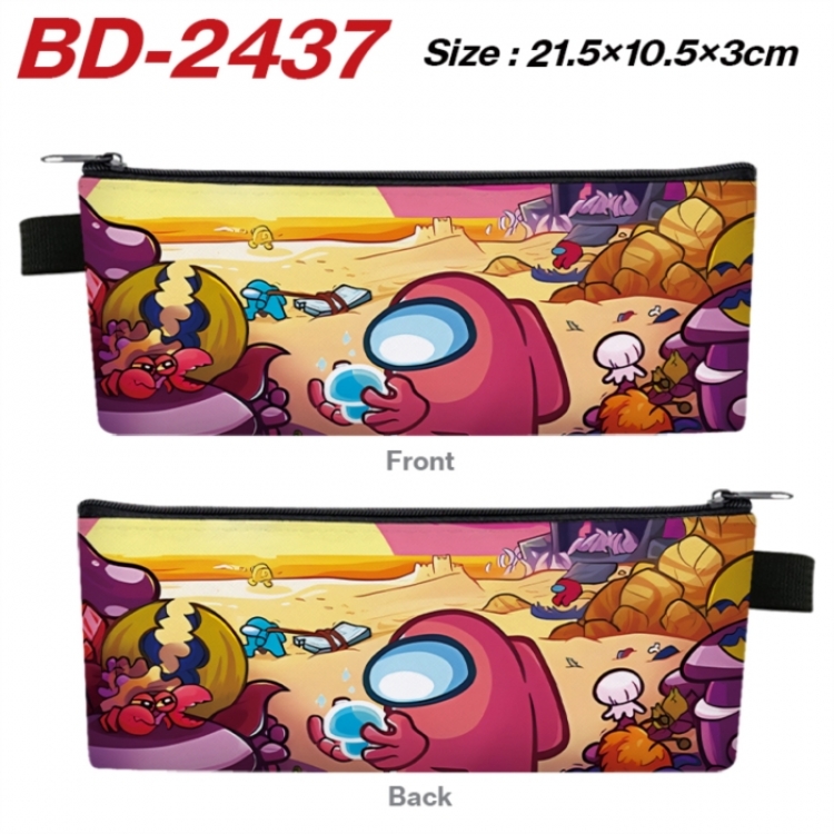 Among us Anime PU Leather Zipper Pencil Case Stationery Box 21.5X10.5X3CM 