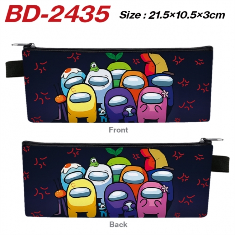 Among us Anime PU Leather Zipper Pencil Case Stationery Box 21.5X10.5X3CM 