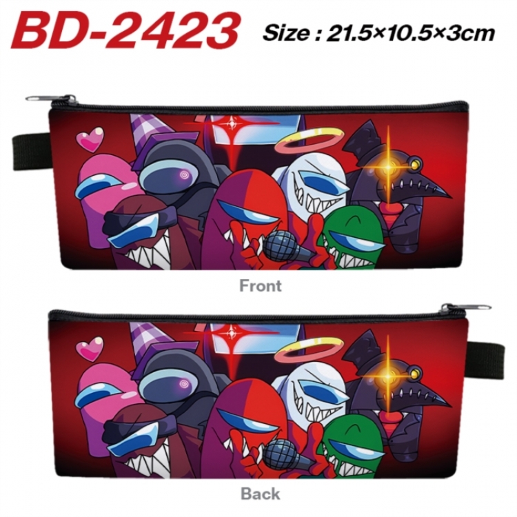 Among us Anime PU Leather Zipper Pencil Case Stationery Box 21.5X10.5X3CM 