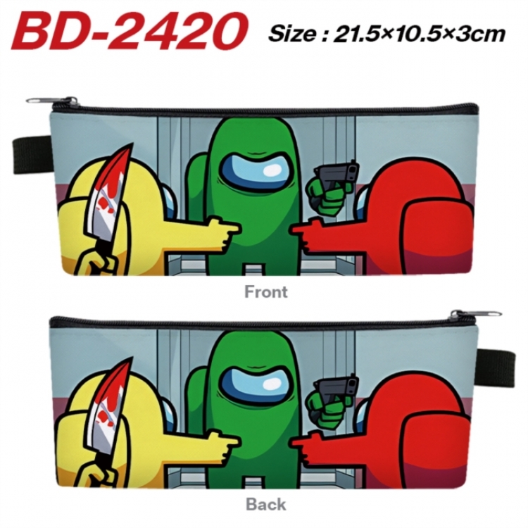 Among us Anime PU Leather Zipper Pencil Case Stationery Box 21.5X10.5X3CM 